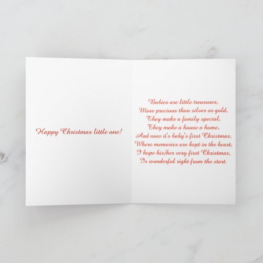 Eerste kerstkaart voor  baby feestdagen kaart (Binnen)