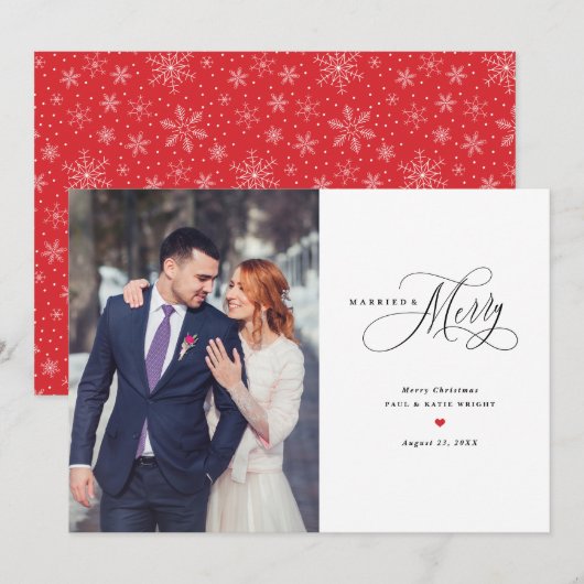 Eerste kerstkaart voor getrouwde en vrolijke Pas g (Voorkant / Achterkant)