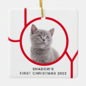 Eerste kerstkaartje Kat Kitten Joy Aangepaste Foto Keramisch Ornament (Voorkant)