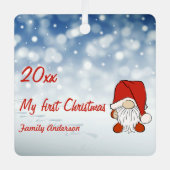 Eerste Kerstkabouters foto Metal Square Ornament (Voorkant)