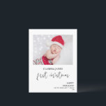 Eerste Kerstkalligrafie Foto Briefkaart<br><div class="desc">Eerste Kerstkalligrafie Foto Briefkaart Moderne enkele foto op de voorzijde eerste kerstfoto briefkaart met een modern monoline kalligrafie woord eerste Kerstmis en kleine kerstboomtekening. Uw kerstgroet verschijnt op de achterkant. Dit moderne eerste kerstfoto-briefkaart is een lieve manier om familie en vrienden een kerstgroet te sturen met de foto van uw...</div>