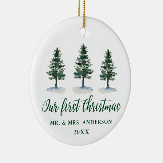 Eerste kerstkalligrafie PINA PHOTO BACK Keramisch Ornament (Rechts)