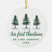 Eerste kerstkalligrafie PINA PHOTO BACK Keramisch Ornament (Voorkant)