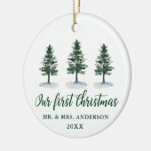 Eerste kerstkalligrafie PINA PHOTO BACK Keramisch Ornament (Links)