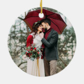 Eerste kerstkalligrafie Pines Pset PHOTO BACK Keramisch Ornament (Achterkant)