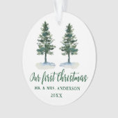 Eerste kerstkalligrafie-Waterverf Twee Pijnen Ornament (voorkant)