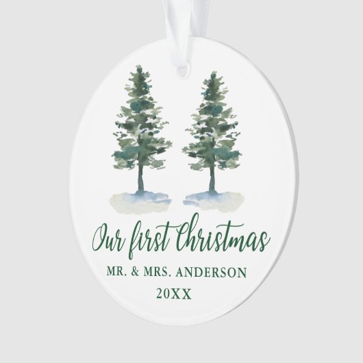 Eerste kerstkalligrafie-Waterverf Twee Pijnen Ornament (voorkant)