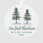 Eerste kerstkalligrafie-Waterverf Twee Pijnen Ornament (voorkant)