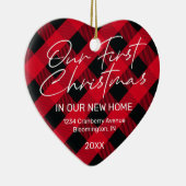 Eerste Kerstkerkerkerkerst met Pset Red New Home Keramisch Ornament (Rechts)