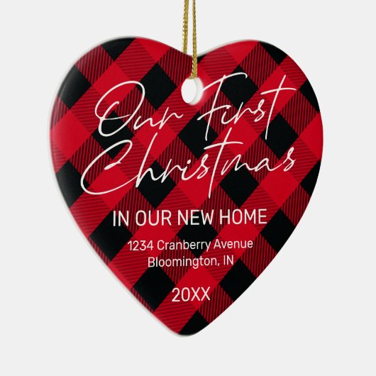 Eerste Kerstkerkerkerkerst met Pset Red New Home Keramisch Ornament (Rechts)