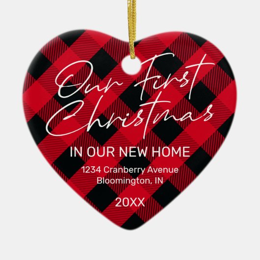 Eerste Kerstkerkerkerkerst met Pset Red New Home Keramisch Ornament (Voorkant)