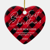 Eerste Kerstkerkerkerkerst met Pset Red New Home Keramisch Ornament (Achterkant)