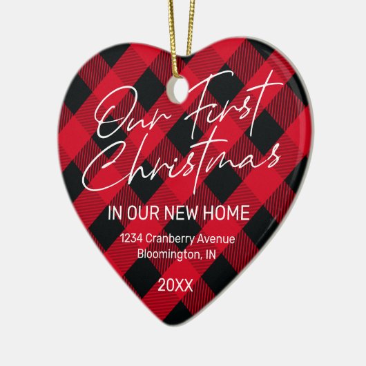 Eerste Kerstkerkerkerkerst met Pset Red New Home Keramisch Ornament (Links)