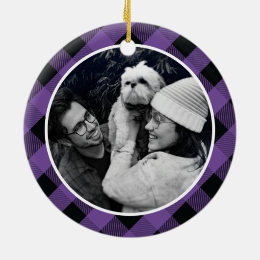 Eerste Kerstkerkerkerst voor Paarse startpagina Keramisch Ornament (Achterkant)