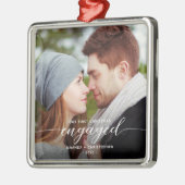 Eerste Kerstkerst Geëngageerde Foto Modern White S Metalen Ornament (Links)