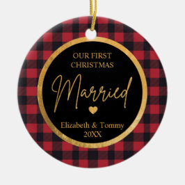 Eerste Kerstkerst Gehuwd als buffel keramisch Orna Ornament