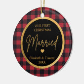 Eerste Kerstkerst Gehuwd als buffel keramisch Orna Ornament (Links)