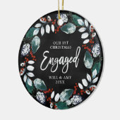 Eerste Kerstkerst Gepersonaliseerd Holly Greenery Keramisch Ornament (Links)