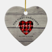 Eerste Kerstkerst Gepersonaliseerd met bijtend rit Keramisch Ornament (Achterkant)