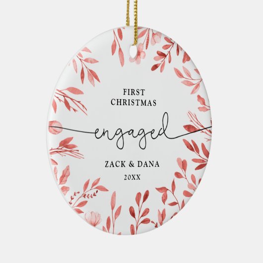 Eerste Kerstkerst Gepersonaliseerde de Bladeren va Keramisch Ornament (Rechts)