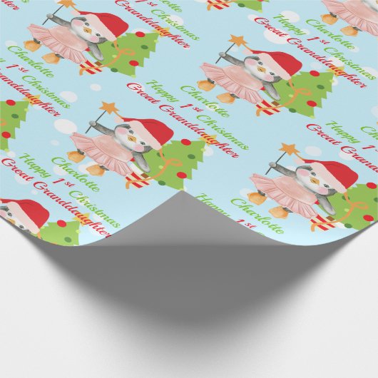 Eerste Kerstkerst Grootdochter Penguin Cadeaupapier (Hoek)