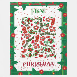 Eerste Kerstkerst Holly Poinsettia Floral Winter Fleece Deken
