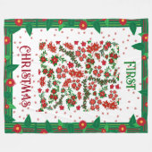 Eerste Kerstkerst Holly Poinsettia Floral Winter Fleece Deken (Voorkant (Horizontaal))