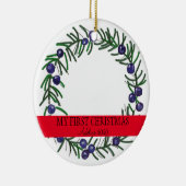 Eerste Kerstkerst Juniper Wreath Keramisch Ornament (Rechts)