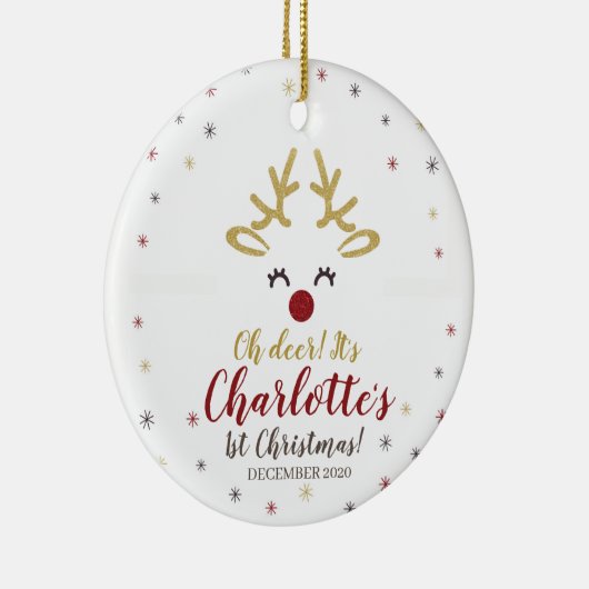 Eerste Kerstkerst Keramisch Ornament (Rechts)