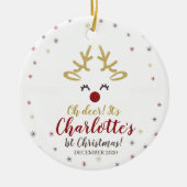 Eerste Kerstkerst Keramisch Ornament (Voorkant)