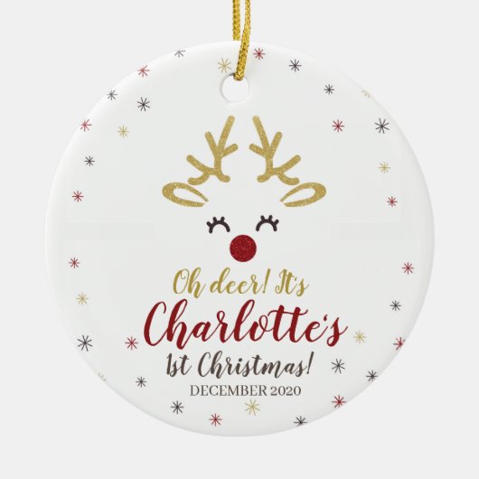 Eerste Kerstkerst Keramisch Ornament (Voorkant)