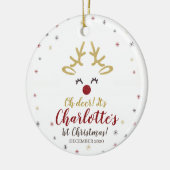 Eerste Kerstkerst Keramisch Ornament (Links)