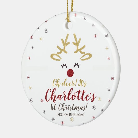 Eerste Kerstkerst Keramisch Ornament (Links)