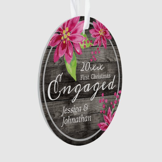 Eerste Kerstkerst met bijtende trouwe Floral Ornament (voorkant)