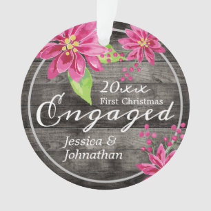 Eerste Kerstkerst met bijtende trouwe Floral Ornament