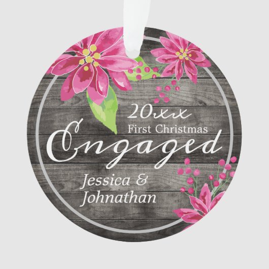 Eerste Kerstkerst met bijtende trouwe Floral Ornament (voorkant)