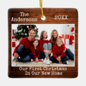 Eerste Kerstkerst Nieuw startpunt voor schrijfmach Keramisch Ornament (Voorkant)