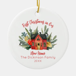 Eerste Kerstkerst Nieuwe startfoto Keramisch Ornament