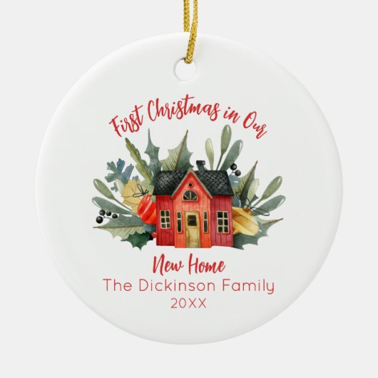 Eerste Kerstkerst Nieuwe startfoto Keramisch Ornament (Voorkant)