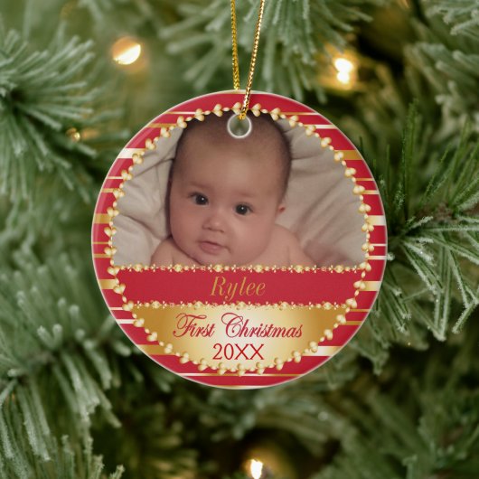 Eerste Kerstkerst of -Baby Keramisch Ornament (Boom)