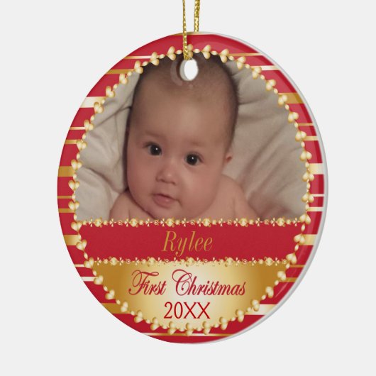 Eerste Kerstkerst of -Baby Keramisch Ornament (Links)