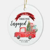Eerste Kerstkerst Rood Vrachtwagen Keramisch Ornament (Links)