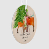 Eerste kerstkerst van de familie Deer Acryldecorat Ornament (voorkant)