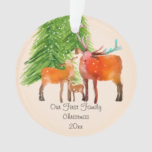Eerste kerstkerst van de familie Deer Acryldecorat Ornament (voorkant)