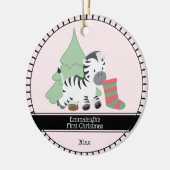 Eerste Kerstkerst "Zebra Keramisch Ornament (Links)