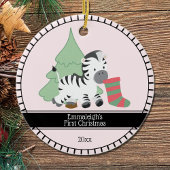 Eerste Kerstkerst "Zebra Keramisch Ornament