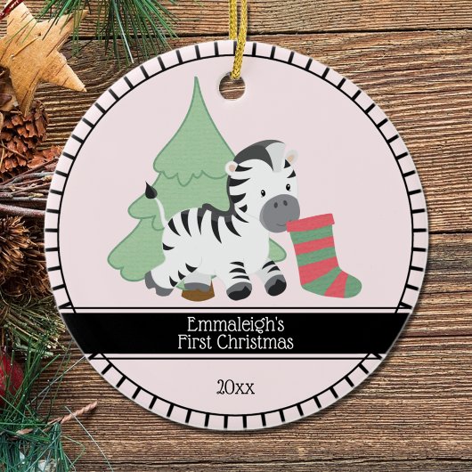 Eerste Kerstkerst "Zebra Keramisch Ornament