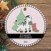 Eerste Kerstkerst "Zebra Keramisch Ornament