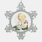 Eerste KerstkerstBaby Angel Tin Sneeuwvlok Ornament (Voorkant)