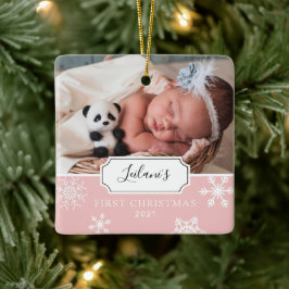 Eerste KerstkerstBaby Foto Sneeuwroze Baby Keramisch Ornament